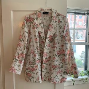 Vintage linen floral blazer